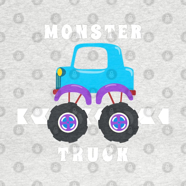 Vector illustration of monster truck with cartoon style. by KIDS APPAREL